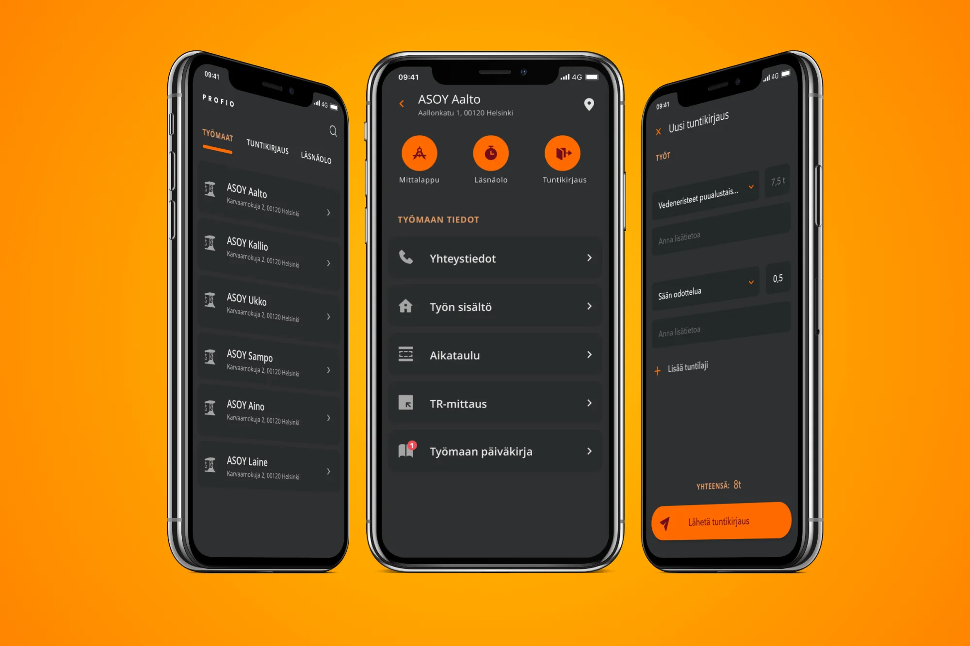Profio Mukana user interface proposal in the client's brand